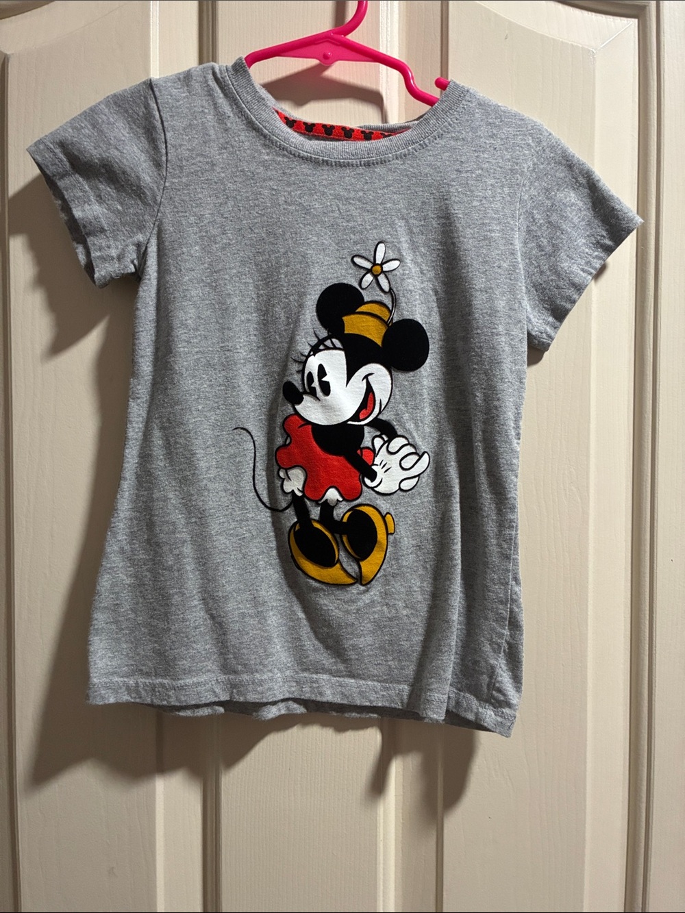 Disney Grey Tee with Minnie Mouse Red & Yellow Accents